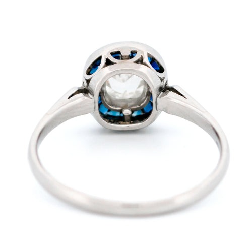 Bague 53 Diamond Sapphire Platinum Halo Ring 58 Facettes 38D54FF352D5479DBFF158C1A31D0550