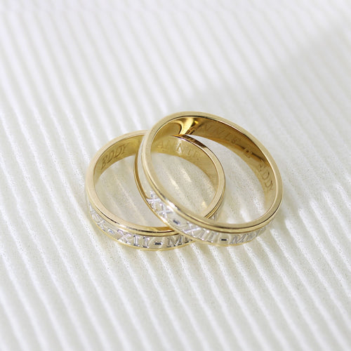 Bague 56 Alliance 2 ors gravée homme duo 58 Facettes CV118