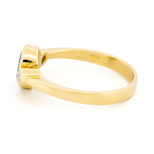 Inel trilogie cu diamant și safir 