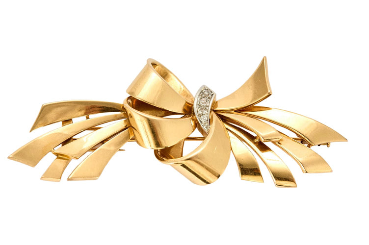 Broche Broche or jaune et gris et diamants 58 Facettes FON2006