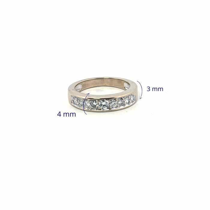 Bague 54 Alliance Demi-Tour Or Blanc 18k & Diamants 58 Facettes 104-GS35776