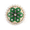 Bague 49 Bague vintage en or jaune avec diamants et perles, émail vert, grande taille, ronde 58 Facettes G11415