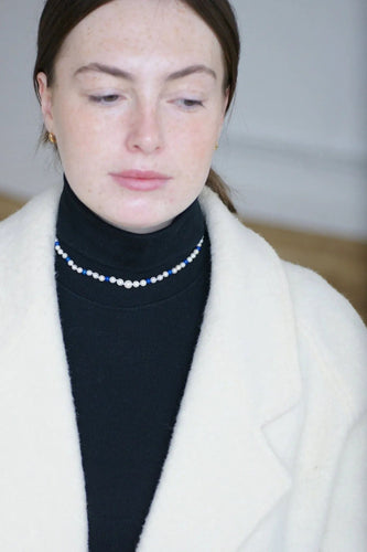 Collier Collier perles de culture et lapis lazuli or jaune 58 Facettes