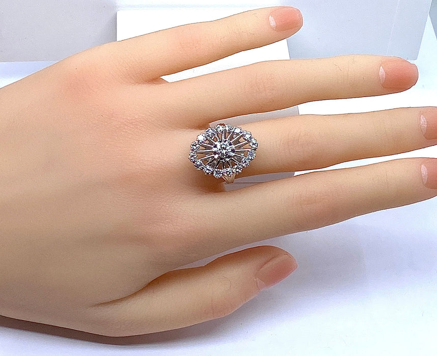 Bague 51 Bague or blanc diamants 58 Facettes AB429