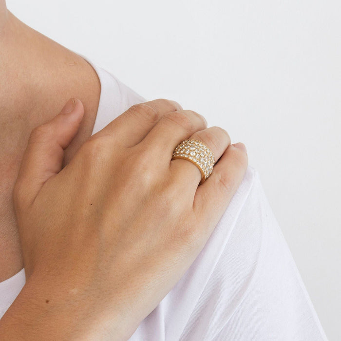 CARTIER - Yellow gold band ring paved with diamonds