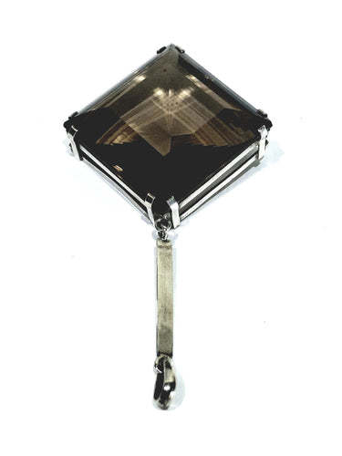 Pendentif Pendentif Quartz Fumé Et Argent 58 Facettes