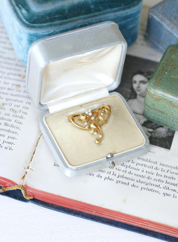 Broche Hubert Martincourt Broche Art Nouveau or jaune et perles 58 Facettes