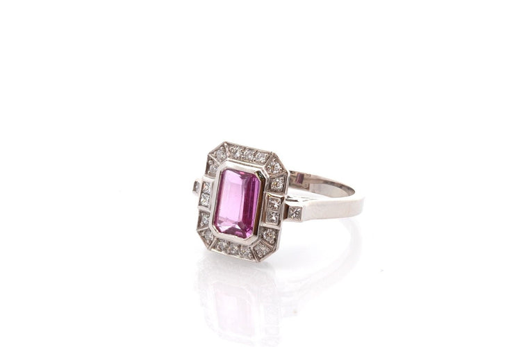 Bague 53 Bague vintage saphir rose de 1,57cts et diamants 58 Facettes 26641-27260