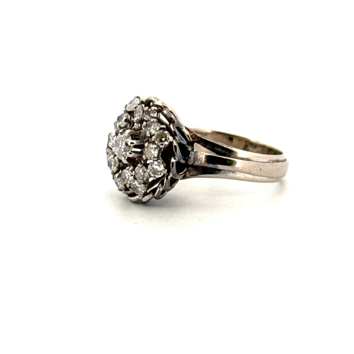 Alter Pavé-Ring mit Diamanten aus Weißgold