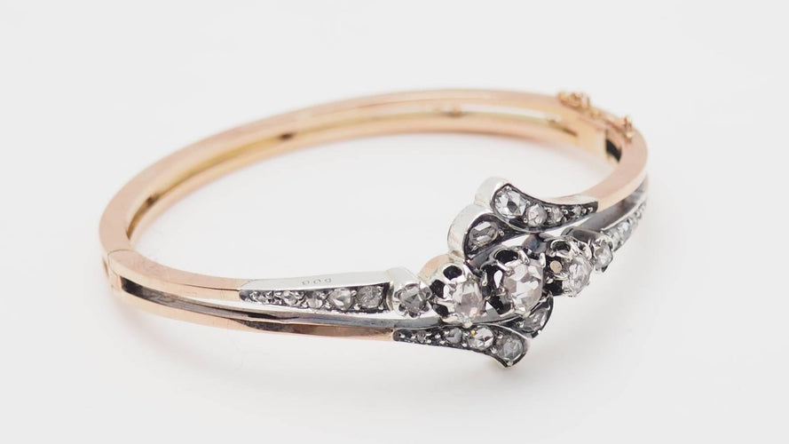 Bracelet Bracelet ancien du XIX ème siècle en or rose et argent serti de diamants 58 Facettes 32756