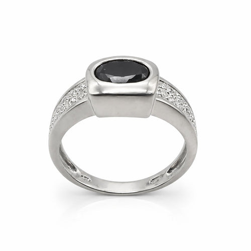 Hvidguld safir og diamantring