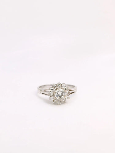Bague 55 Bague marguerite vintage diamants & or blanc 58 Facettes J318