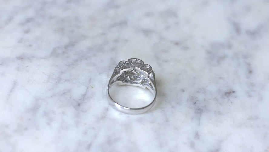 Bague Bague Tank Art déco diamants sur or blanc et platine 58 Facettes