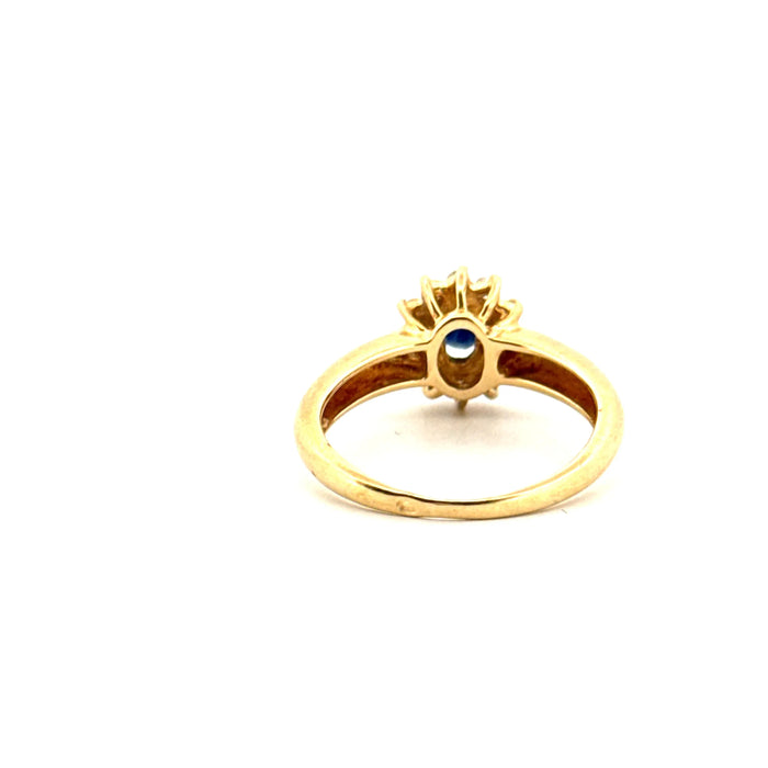 Pompadour-Ring, Gelbgold, Saphir und Diamanten