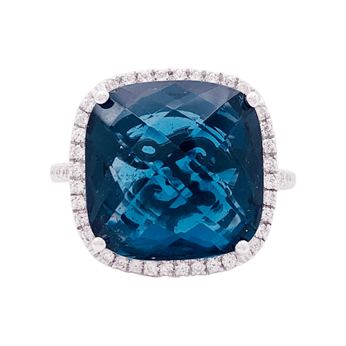 Bague 49 Bague or, topaze bleue, diamants. 58 Facettes 34031