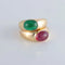 Bague Poiray - Bague Double jonc Emeraude Rubis cabochons 58 Facettes 1