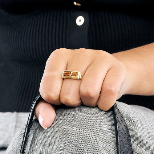 Bague 54 Bague or jaune et citrine 58 Facettes LOR3497