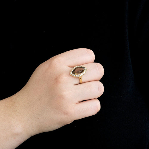 Montre Bague Marquise or jaune quartz 58 Facettes LP1048