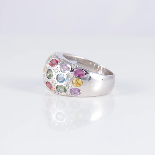 Bague 53 Bague Saphirs Multicolores 58 Facettes