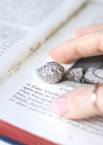 Bague Bague Dôme Art Déco Diamants 1,30 Ct sur Platine 58 Facettes