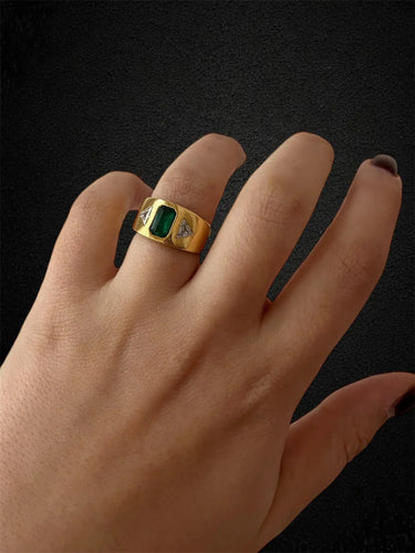 Bague Fascione Bombato con Smeraldo e Diamanti 58 Facettes