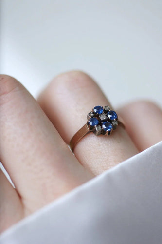 Bague Bague ancienne saphirs et diamants sur or rose 58 Facettes