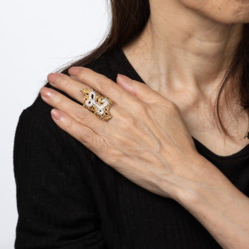 Bague 49 Bague initiale en or jaune et diamants style vintage des années 70 avec lettre L 58 Facettes G14086