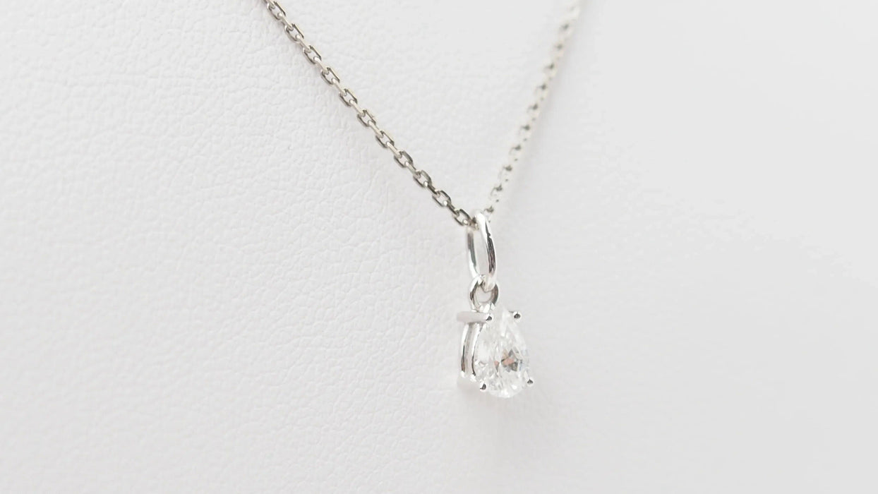 Collier Collier solitaire or blanc diamant poire 58 Facettes 32702