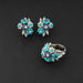 Boucles d'oreilles Paire de boucles d'oreilles en or et platine sertie de diamants, turquoises et diamants. Alfred HANNE 58 Facettes