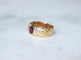 Bague 54 Bague Ancienne Bandeau or jaune, Rubis 1,70 Cts et Diamants 58 Facettes