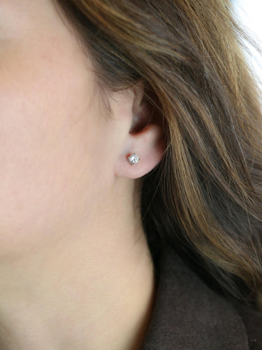 Boucles d'oreilles Puces d'oreilles or blanc diamants ronds 0.7 carat 58 Facettes 1099.32