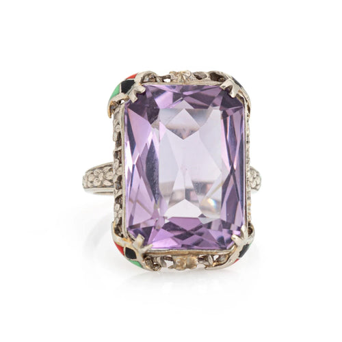 Bague 54 Bague cocktail Art Déco améthyste émail 58 Facettes G13475