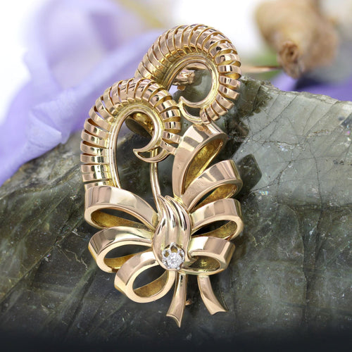 Broche Broche or rose rétro diamant 58 Facettes 25-066