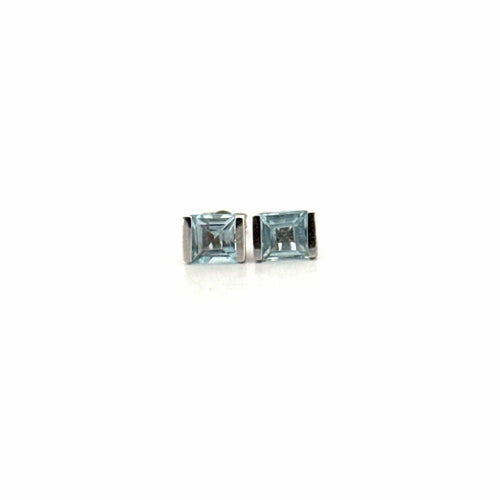 Boucles d'oreilles Puces d'oreilles Or Blanc & Aigue Marine 58 Facettes 2-D1BO-GS35690