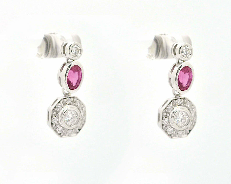 Boucles d'oreilles Orecchini rubini e diamanti, in oro bianco ct 750 58 Facettes