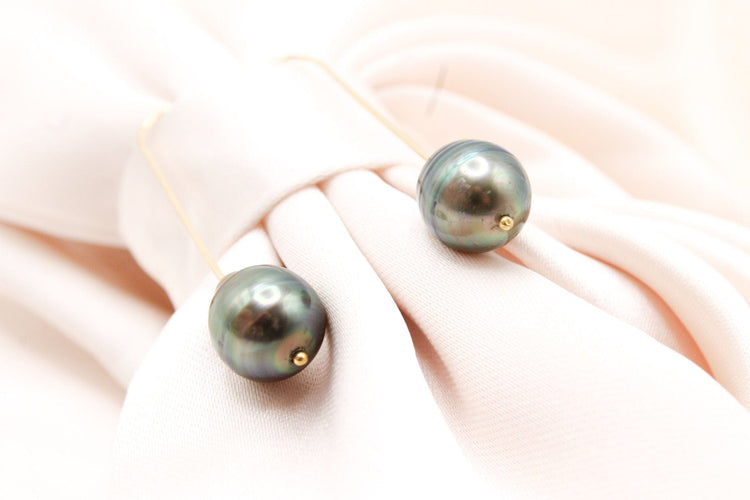 Boucles d'oreilles Boucles d'oreilles or jaune et perles de Tahiti 58 Facettes 250193