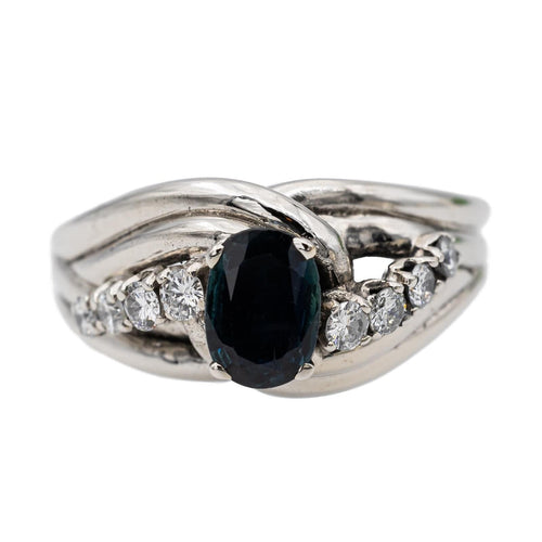 Bague 53 Bague Or blanc Saphir, Diamant 58 Facettes 2308979CN