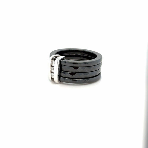 Bague 52 Guy Laroche - Bague 5 anneaux Céramique et Diamants 58 Facettes 11012/19