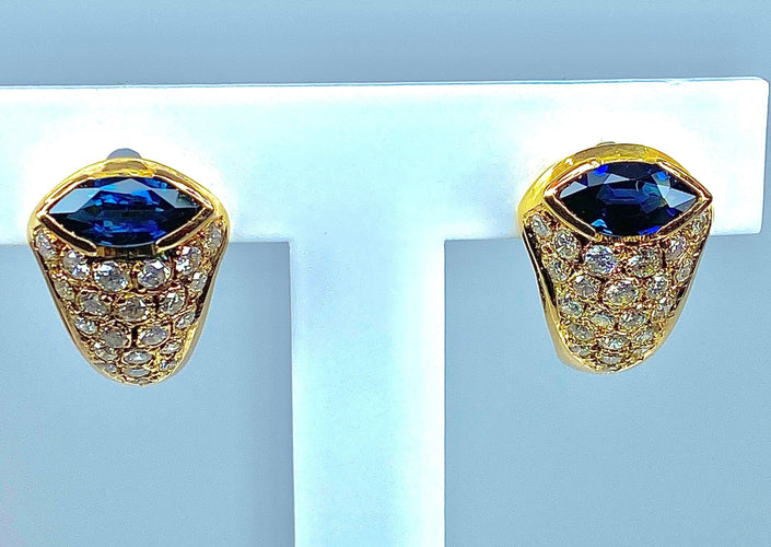 Boucles d'oreilles Boucles d’oreilles Saphirs navettes Diamants 58 Facettes AB235