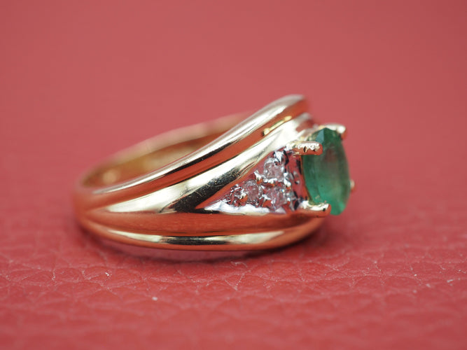 Bague 49 Bague jonc or 750 emeraude 58 Facettes