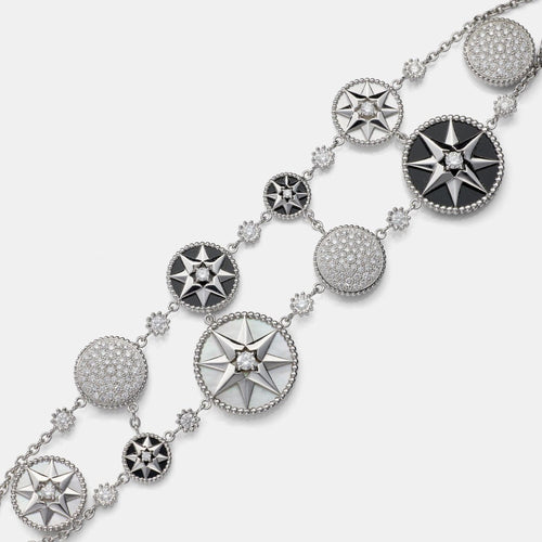 Bracelet DIOR - Bracelet Rose des Vents en or blanc, nacre, onyx et diamants 58 Facettes