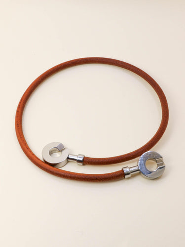 HERMES Collier Bracelet Lancelot cuir marron 58 Facettes 1206.11