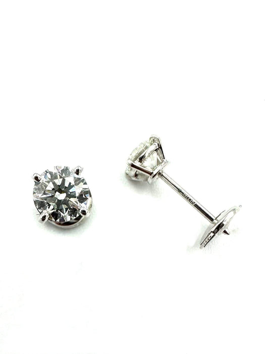 Boucles d'oreilles CARTIER. Puces d'oreille or blanc 18K et diamants 1.20ct (full set) 58 Facettes