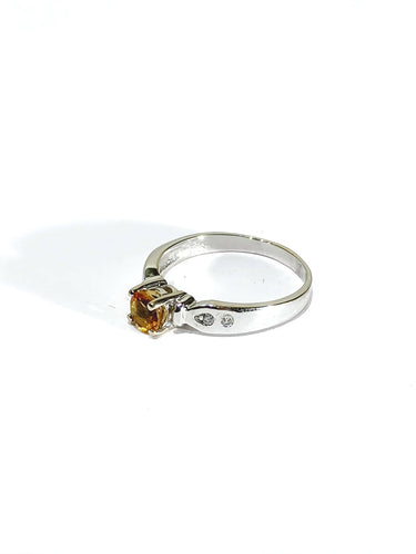 Bague 57 Bague en Or Blanc, Diamants et Citrine 58 Facettes