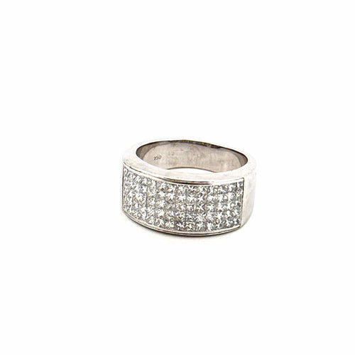 Bague 55 Bague en or blanc pavage de diamants princesses 58 Facettes