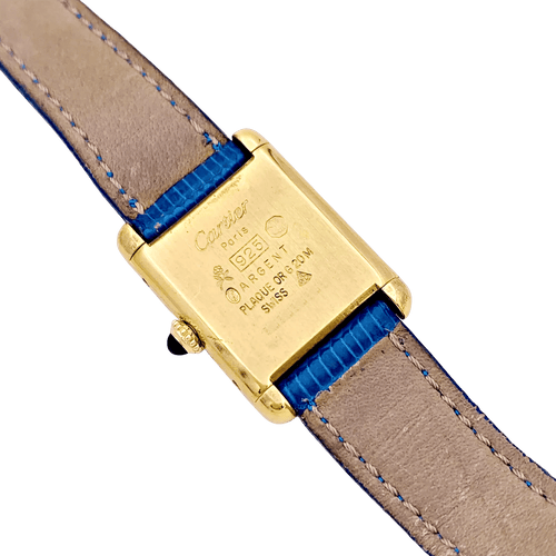 Montre Montre Cartier "Tank Must" argent plaqué or, cuir. 58 Facettes 34339