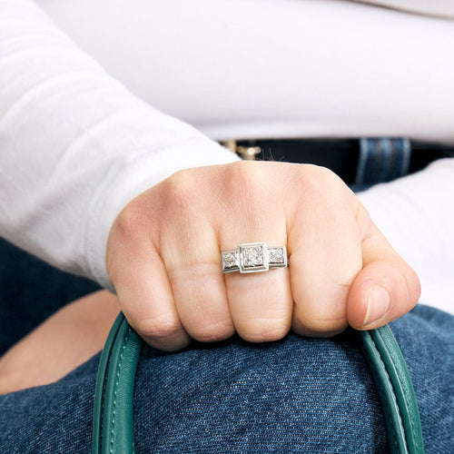 Bague 57.5 Bague or gris et diamants 58 Facettes 250139