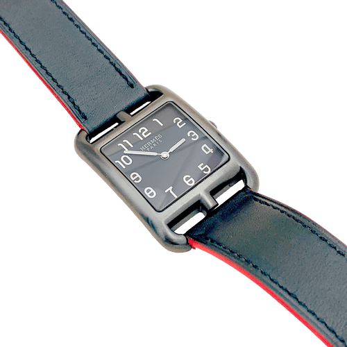 Montre Montre Mixte Hermès, "Cape Cod Shadow, acier noirci, cuir. 58 Facettes 34546