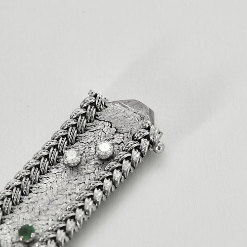 Bracelet Elegant Bracelet en or gris ,diamants et émeraudes 58 Facettes HAV1009