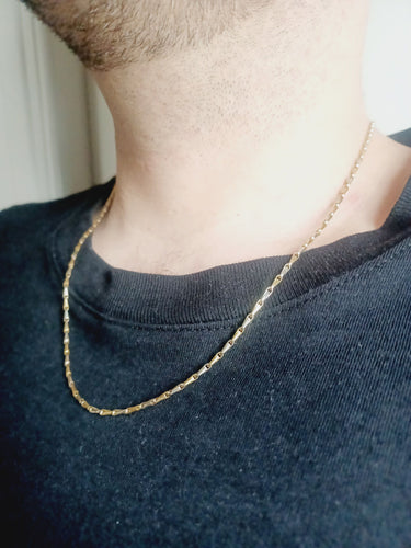 Collier Chaine Or Jaune Et Blanc 58 Facettes